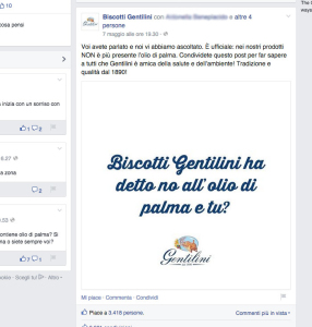 Biscotti Gentilini dice stop all'olio di palma