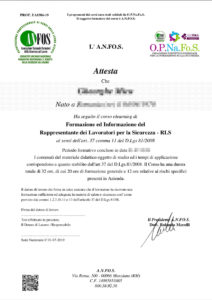fac simile attestato di formazione rls